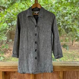 Earth Song Women's Grey 100% Linen Lightweight Jacket Size M